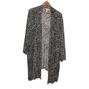 Catherines‎ 4X Black Cream Paisley Stretch Nylon Spandex Cardigan Sweater Plus